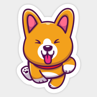 Cute Corgi Running Sticker